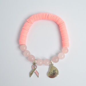BREAST CANCER Pink Mom Awareness Beaded Bracelet